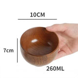 Cuenco japonés de madera maciza | Vajilla retro de madera de azufaifo para sopas y ensaladas