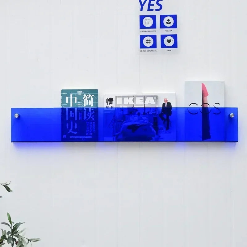 Estante de almacenamiento de acrílico transparente para montaje en pared: organizador elegante para libros, revistas y más
