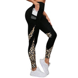 Women's High-Waist Leopard Print Yoga Leggings with Pocket