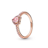 Anillo de plata 925 chapado en oro nuevo 2024 con circonita brillante y doble banda en forma de corazón para mujer, anillo Pandor original, joyería fina