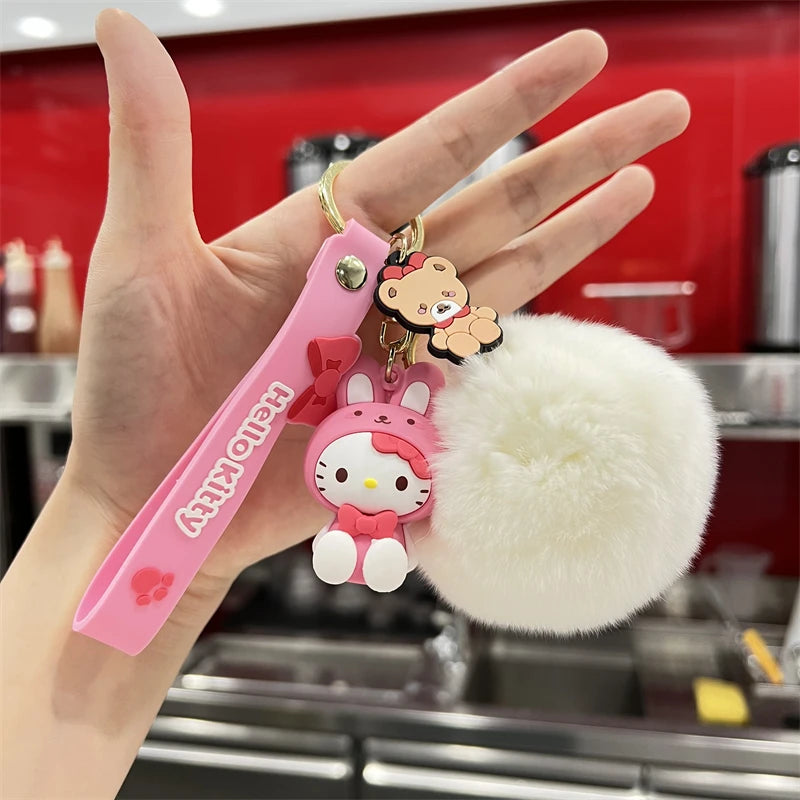 Sanrio Hello Kitty Keychain Set - Cute Kuromi & Cinnamoroll Keyrings for Girls