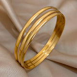 Minimalist Gold Stainless Steel Bangle Bracelet Set for Women