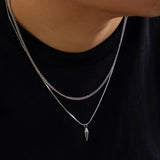 Stainless Steel Rivet Pendant & Snake Chain Necklace Set – Punk Cuban Link Choker for Men & Women