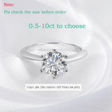 GRA Certified 0.5-10CT Moissanite Solitaire Ring – VVS1 D Color Engagement Ring in 925 Sterling Silver