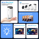 Proyector Android 4K con WiFi6 dual, brillo de 260 ANSI, cine en casa 1080P y proyección al aire libre, BT5.0
