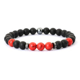 Pulsera de cuentas de piedra natural para hombre: joyería punk elegante y duradera