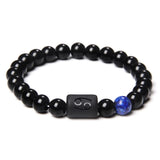 Black Onyx Zodiac Sign Bracelet – 12 Constellation Beaded Charm for Men & Women