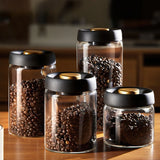 Recipiente hermético para café de vidrio sellado al vacío | Recipiente hermético para almacenar alimentos a prueba de humedad 