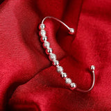 925 Sterling Silver Open Cuff Bracelet for Women - Trendy Adjustable Bangle Jewelry