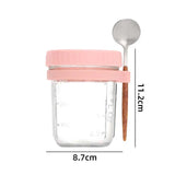Leakproof Glass Oatmeal & Yogurt Cup with Spoon – 300ML Portable Breakfast Jar