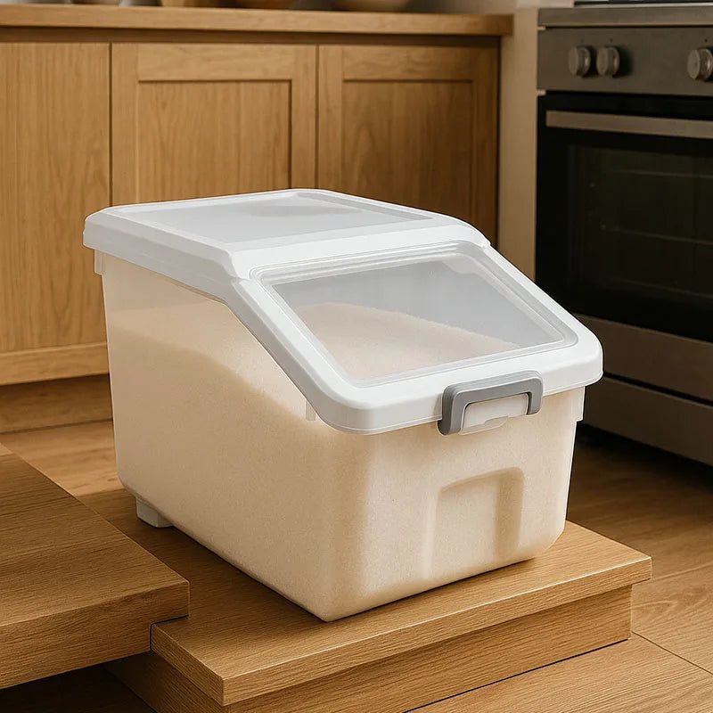 10KG Kitchen Rice Storage Container with Lid – Airtight Cereal Dispenser & Dry Food Organizer