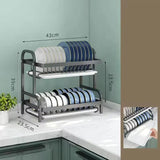 Escurreplatos de 2 niveles: organizador de cocina que ahorra espacio y es inoxidable