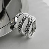 Adjustable Vintage Chain Ring – 925 Sterling Silver Open Ring for Women & Men