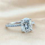 Oval Cut Moissanite Ring - 1CT/2CT/3CT D Color VVS1 Sterling Silver Wedding Band