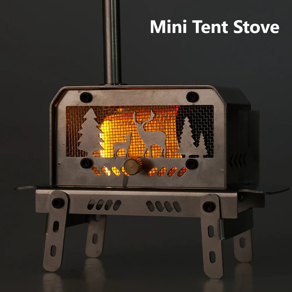 Portable Stainless Steel Charcoal Stove - Mini Camping Wood Burner for Indoor/Outdoor Use