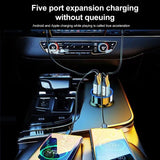 Car Charger Adapter with Digital Display – 4 USB + 2 PD Fast Charging Ports