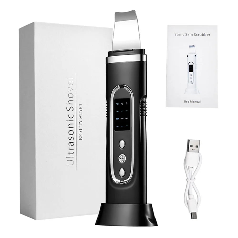 Ultrasonic Skin Scrubber & Electric Facial Pore Cleaner with EMS & Ion Technology