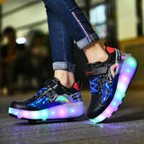 Unisex LED Light-Up Casual Shoes for Kids – Hook & Loop Sneakers with PU Upper and Non-Slip Rubber Sole