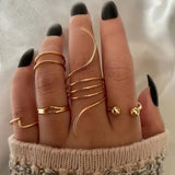 Conjunto de anillos de oro minimalistas: joyería de moda de moda para mujeres