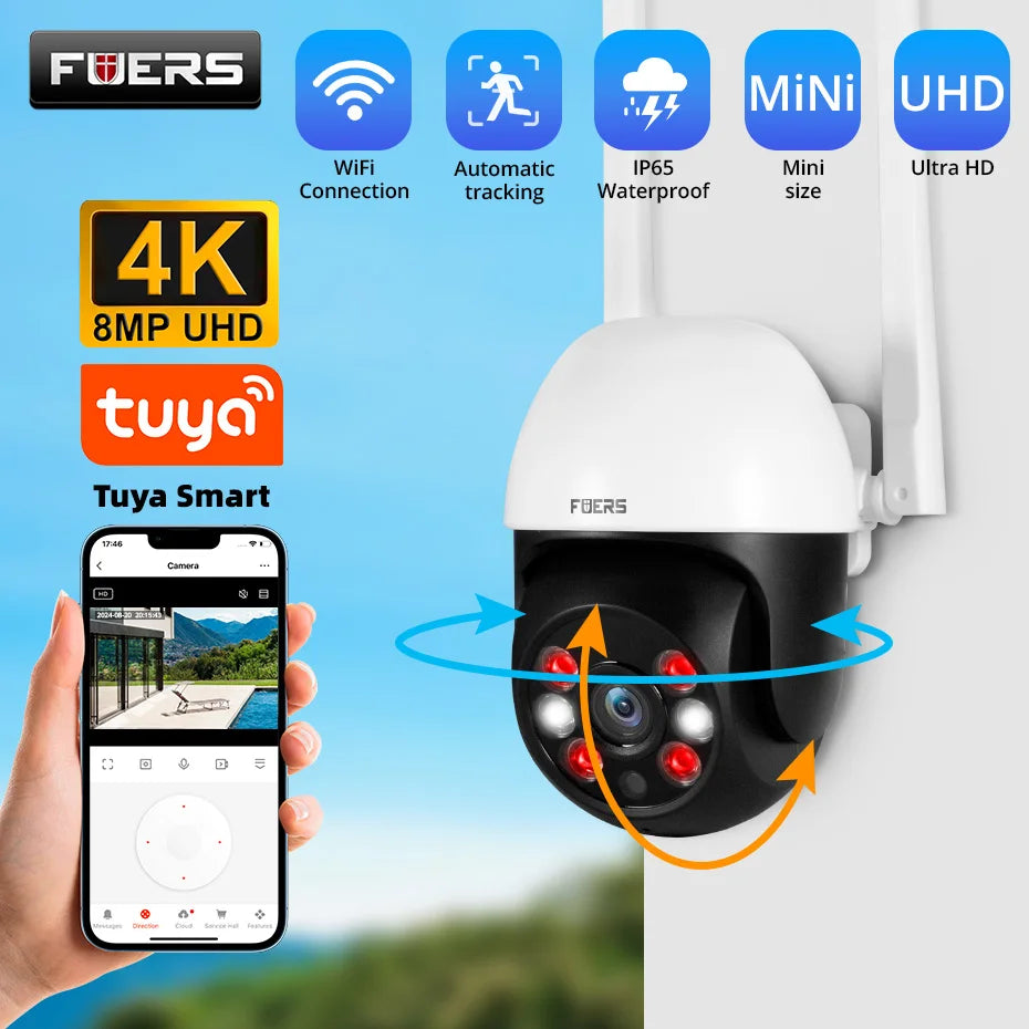 8MP 4K Outdoor WiFi Security Camera – Smart AI Tracking & Real-Time Alerts