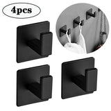 Ganchos de pared negros: perchero de aleación de aluminio autoadhesivo, toallero y soporte para batas para baño y hogar