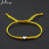 Pulsera tejida con forma de corazón de Bohemia hecha a mano: pulsera ajustable de algodón para mujer