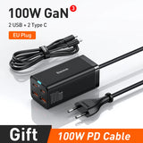 Cargador rápido GaN de 100 W: estación de carga de escritorio con 4 puertos USB-C y USB-A 