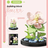 Juego de bloques de construcción con rosas y suculentas en macetas: decoración del hogar con flores eternas
