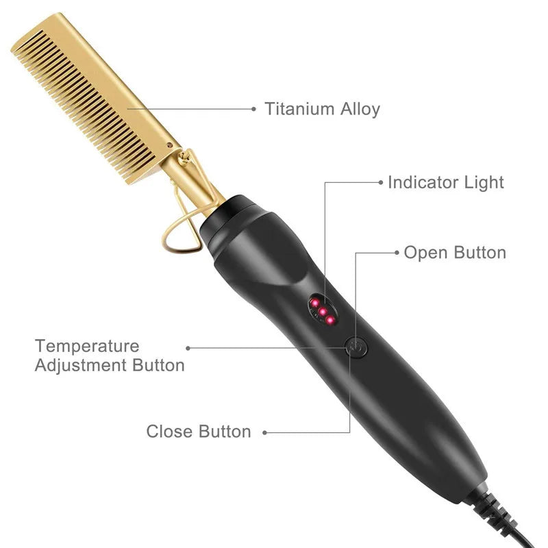 Beard & Hair Straightening Comb for Men – Dual Voltage Heated Styling Tool