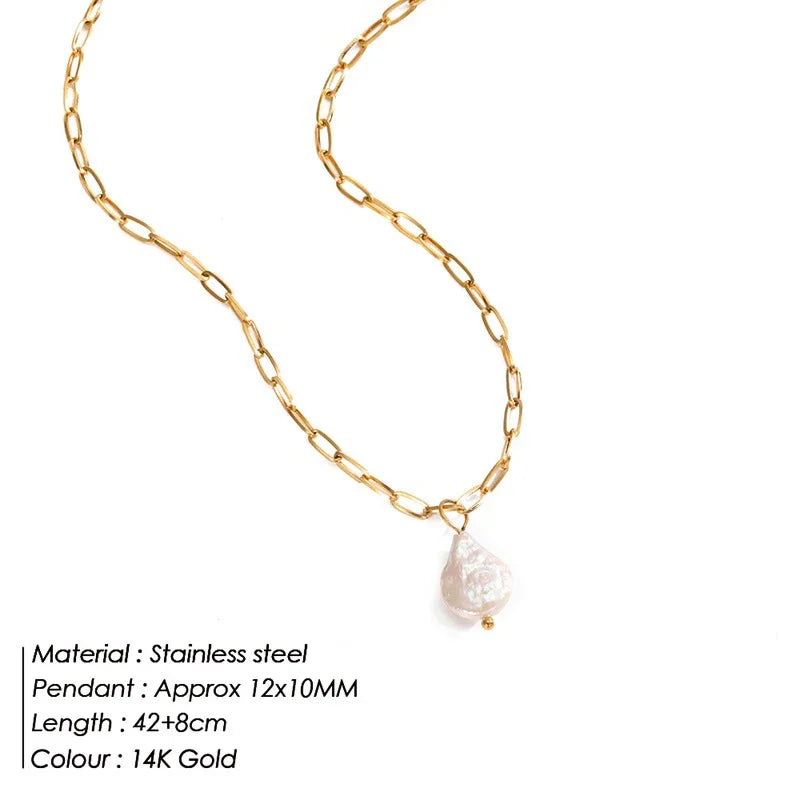 Trendy Stainless Steel Moon Pendant Necklace – Elegant & Durable Jewelry for Women