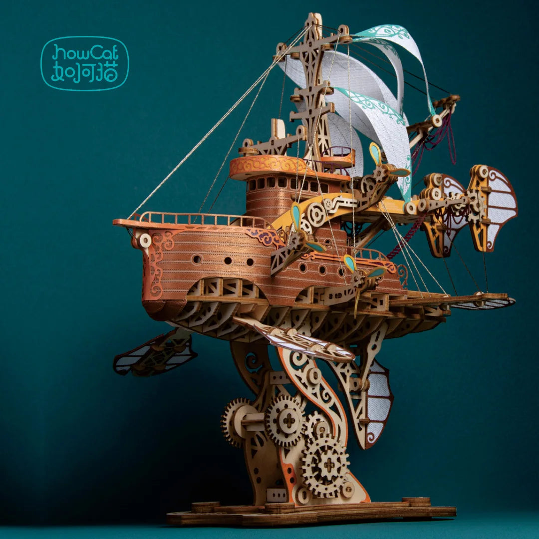 3D Wooden Spaceship Puzzle - DIY Model Building Kit for Teens & Adults
