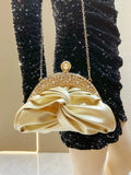 Luxury Floral Minaudière Chain Shoulder Bag for Women – Elegant Red Party Clutch for Weddings & Prom