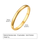 Elegant 2mm Gold Stainless Steel Stacking Ring – Minimalist Wedding Band for Women
