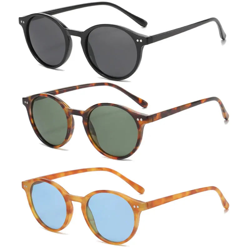 Gafas de sol polarizadas redondas retro: montura clásica de leopardo y protección UV400