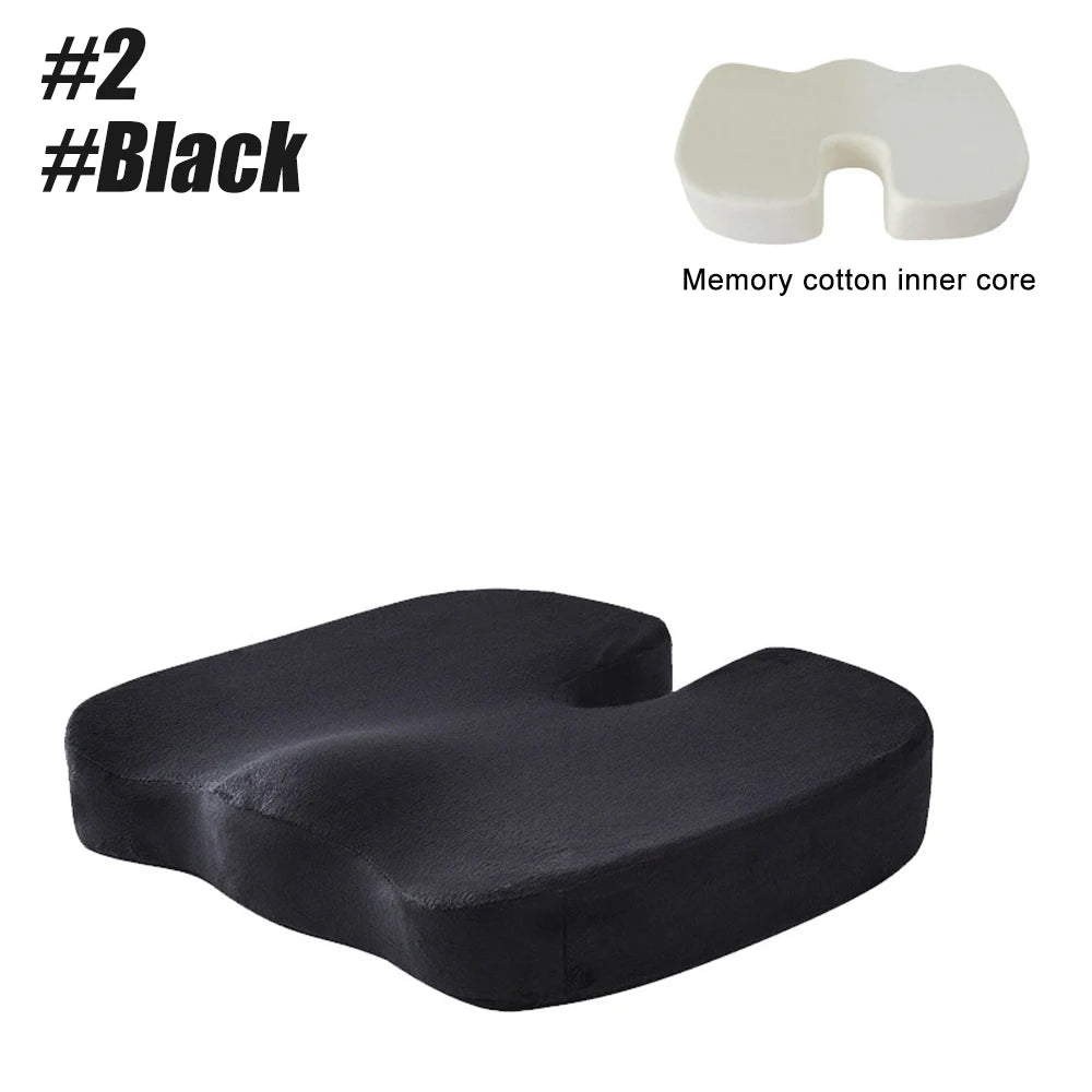 Memory Foam Coccyx Seat Cushion - U-Shaped Orthopedic Pillow for Car & Office