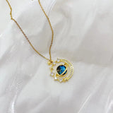Romantic Blue Planet Pendant Necklace for Women
