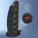 Tower Multi Power Strip with 4 Outlets, 1 Type-C & 3 USB Ports – 2m Extension Cable, Overload Protection