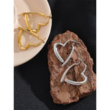 Heart-Shaped Stainless Steel Hoop Earrings with PVD Gold Plating – Elegant and Lightweight Jewelry for Women
