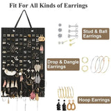 Organizador de exhibición de joyas para montar en la pared: bolsa de almacenamiento de fieltro de terciopelo para aretes, collares y anillos
