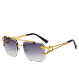 Gafas de sol cuadradas de lujo sin montura: moda de diseño vintage para hombres y mujeres