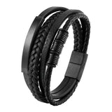 Men’s Leather Magnetic Clasp Bracelet – Trendy Rope Chain Charm Accessory