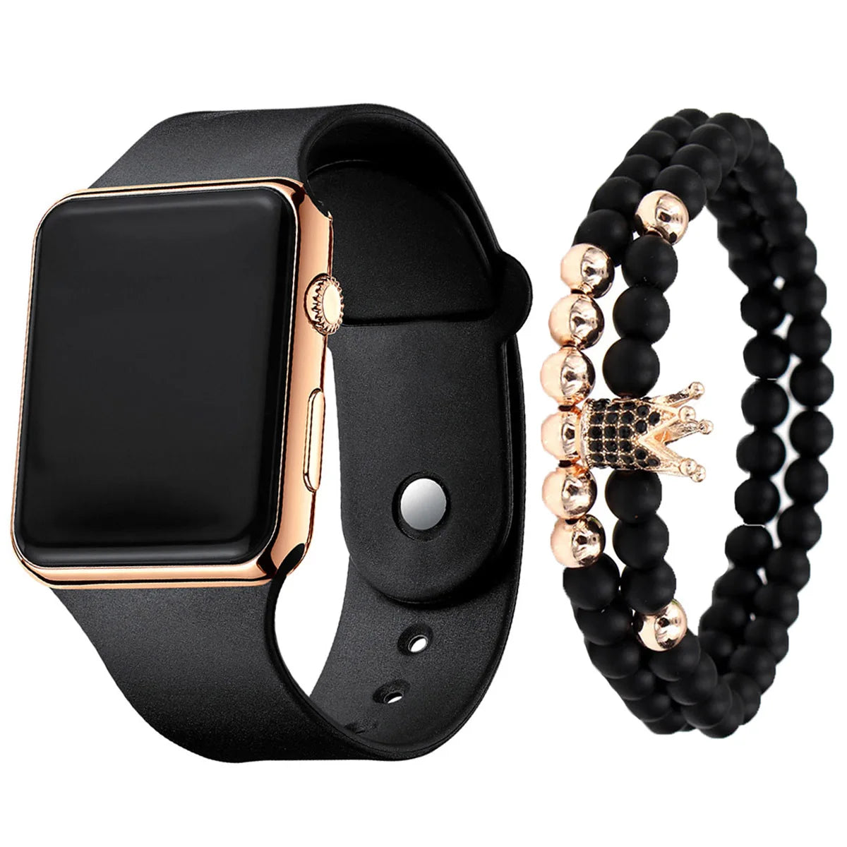 Unisex LED Digital Watch - Fashion Square Silicone Strap Timepiece