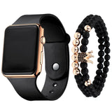 Unisex LED Digital Watch - Fashion Square Silicone Strap Timepiece