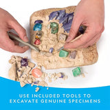 STEM Gemstone Dig Kit - Excavate 15 Real Crystals with Educational Mining Toy Set