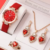 5-Piece Luxury Watch Set for Women - Rhinestone Quartz Watch & Jewelry Gift Set