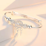 925 Sterling Silver Open Cuff Bracelet for Women - Trendy Adjustable Bangle Jewelry