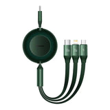 Retractable 3-in-1 Fast Charging Cable – 100W High-Speed USB-C, Lightning, Micro USB