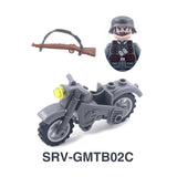WW2 Military Building Blocks Set - Army Soldier & Motorcycle Model Kit