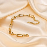 Elegant Geometric Link Chain Bracelet – Trendy Metal Jewelry for Women