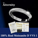 Moissanite Wedding Band – 925 Sterling Silver Diamond-Test Pass Ring for Women